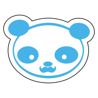 Young Panda Funny Moustache Sticker (Baby Blue)